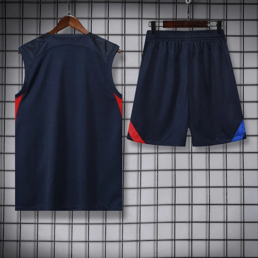 ENSEMBLE DÉBARDEUR FC BARCELONE BLEU MARINE 22/23
