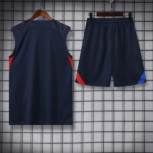 ENSEMBLE DÉBARDEUR FC BARCELONE BLEU MARINE 22/23