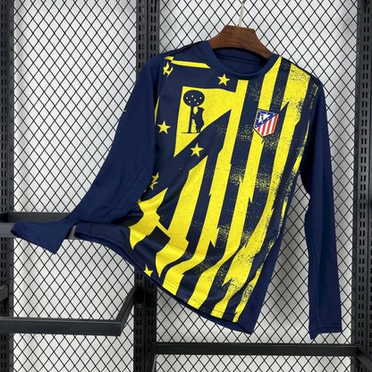 ATLETICO MADRID AVANT MATCH BLEU/JAUNE MANCHES LONGUES 25/26