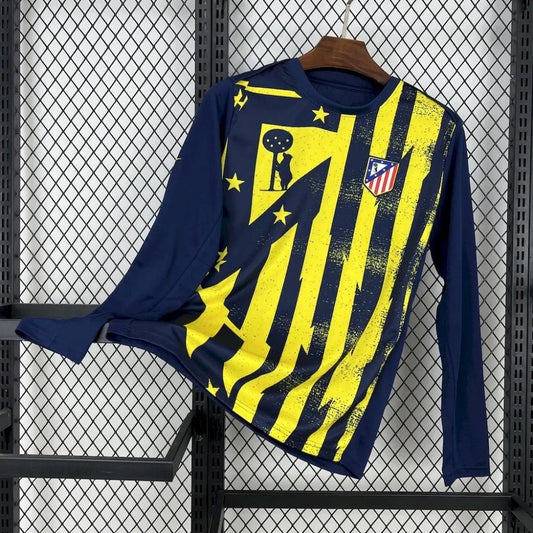 ATLETICO MADRID AVANT MATCH BLEU/JAUNE MANCHES LONGUES 25/26