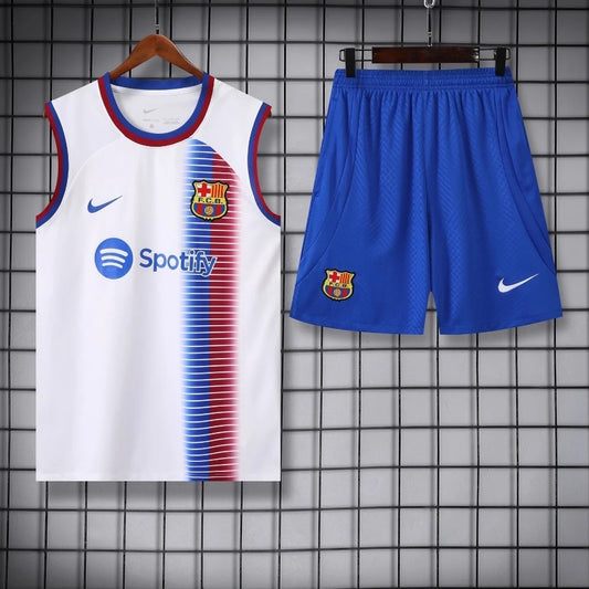 ENSEMBLE DÉBARDEUR FC BARCELONE BLANC 24/25