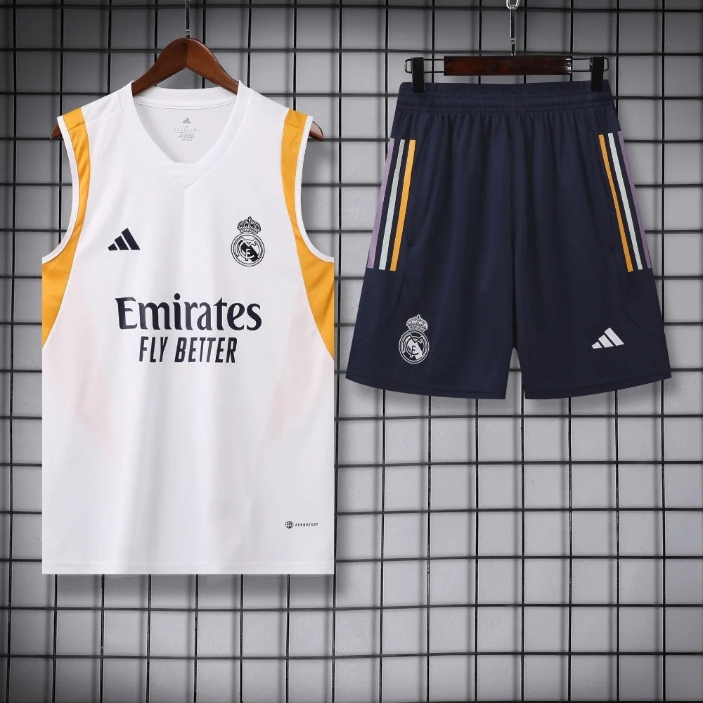 ENSEMBLE DÉBARDEUR REAL MADRID BLANC 23/24
